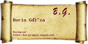 Boris Géza névjegykártya
