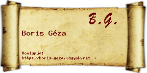 Boris Géza névjegykártya